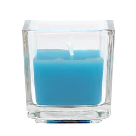 Zest Candle Turquoise Square Glass Votive Candles, 12PK CVZ-038